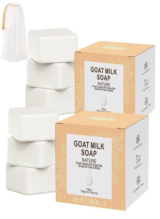 HOYEHOLA Goat Milk Soap Bar 6 Packs - Natural Moisturizing Soap Bar for Men Women All Skin Types Face & Body, 28oz Pack of 6 Bars - Image 1